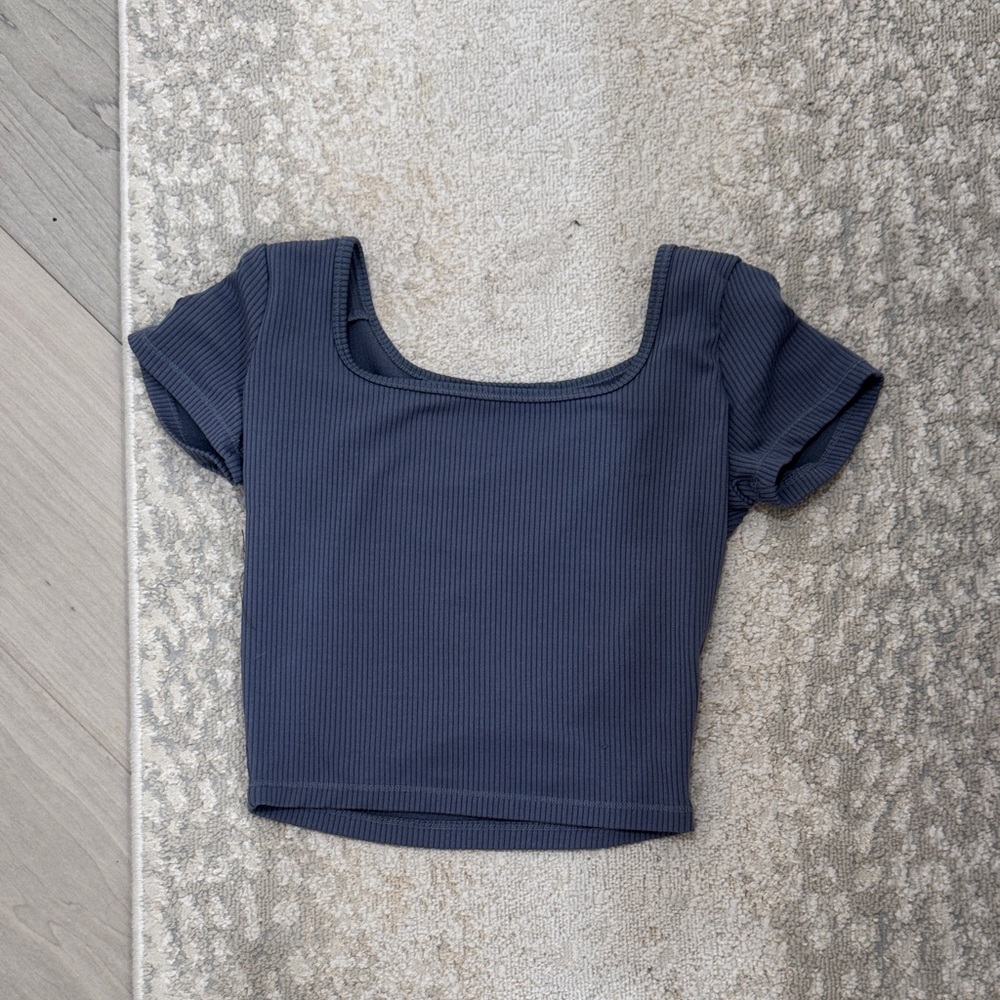 Navy Blue Ribbed Women's Top
